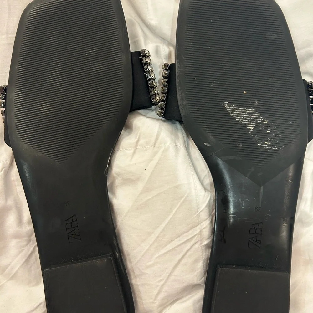 Zara Women's Black Sandals with Silver Accents - Picture 3 of 4